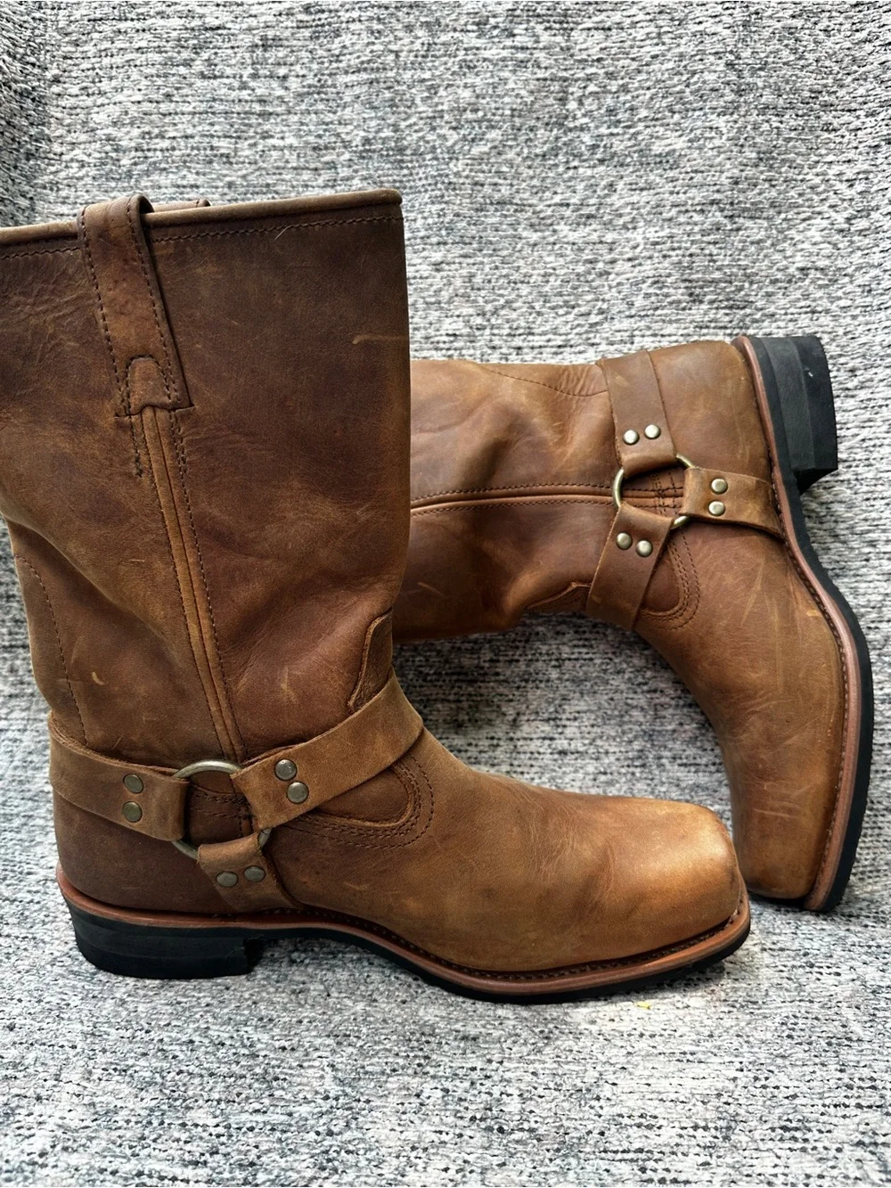 Xelement Men’s Leather Harness Boots Size 13 Brown Cognac Motorcycle Style 1556